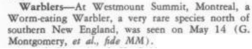 Worm-eating Warbler - Comité d'homologation des oiseaux rares du Québec